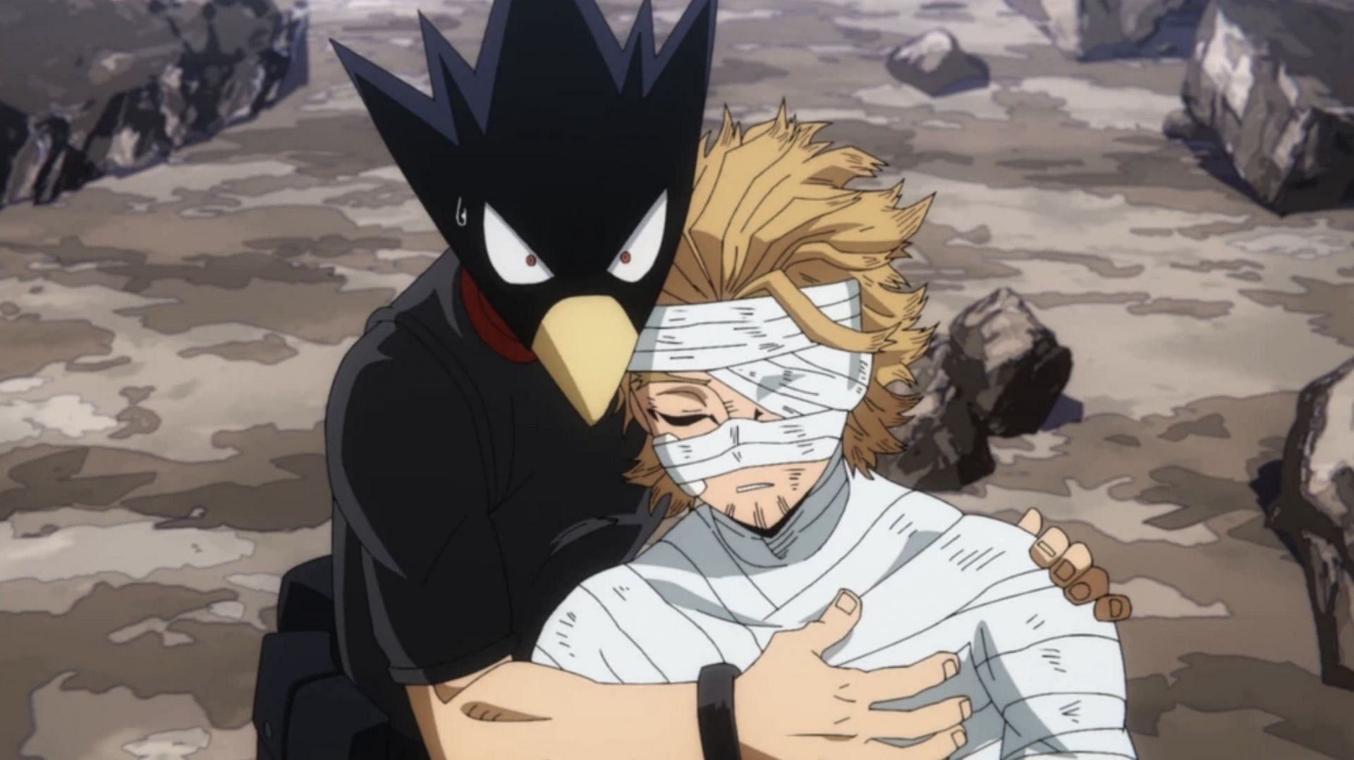 Tokoyami and Hawks as seen in anime (Image via Bones)